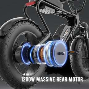 2023 Off Road Mountain Electric Bike 20'' Fat tires 1200W Powerful Motor