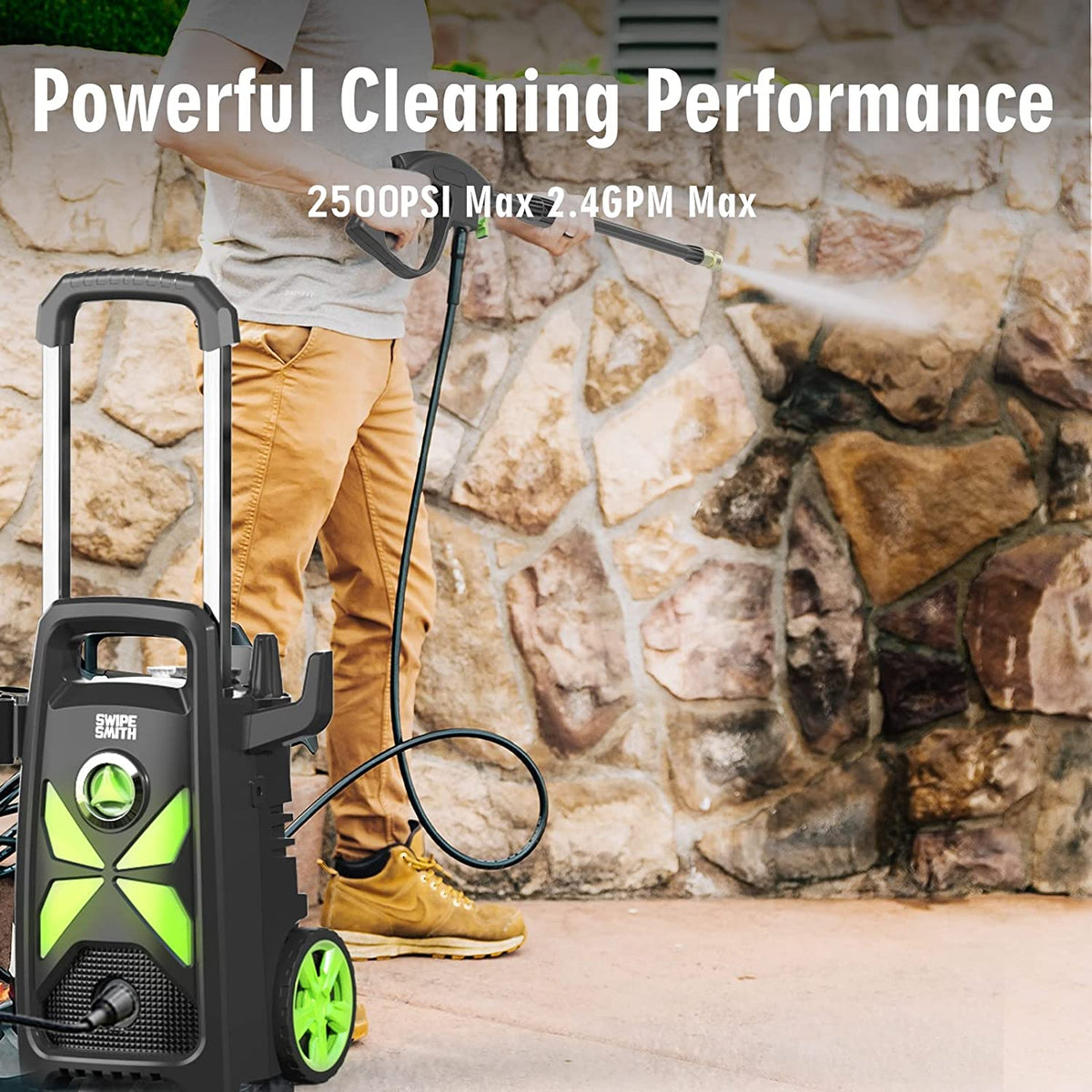 Electric Pressure Washer, SWIPESMITH 2500 Max PSI 2.4 GPM Power Washer with Telescopic Handle