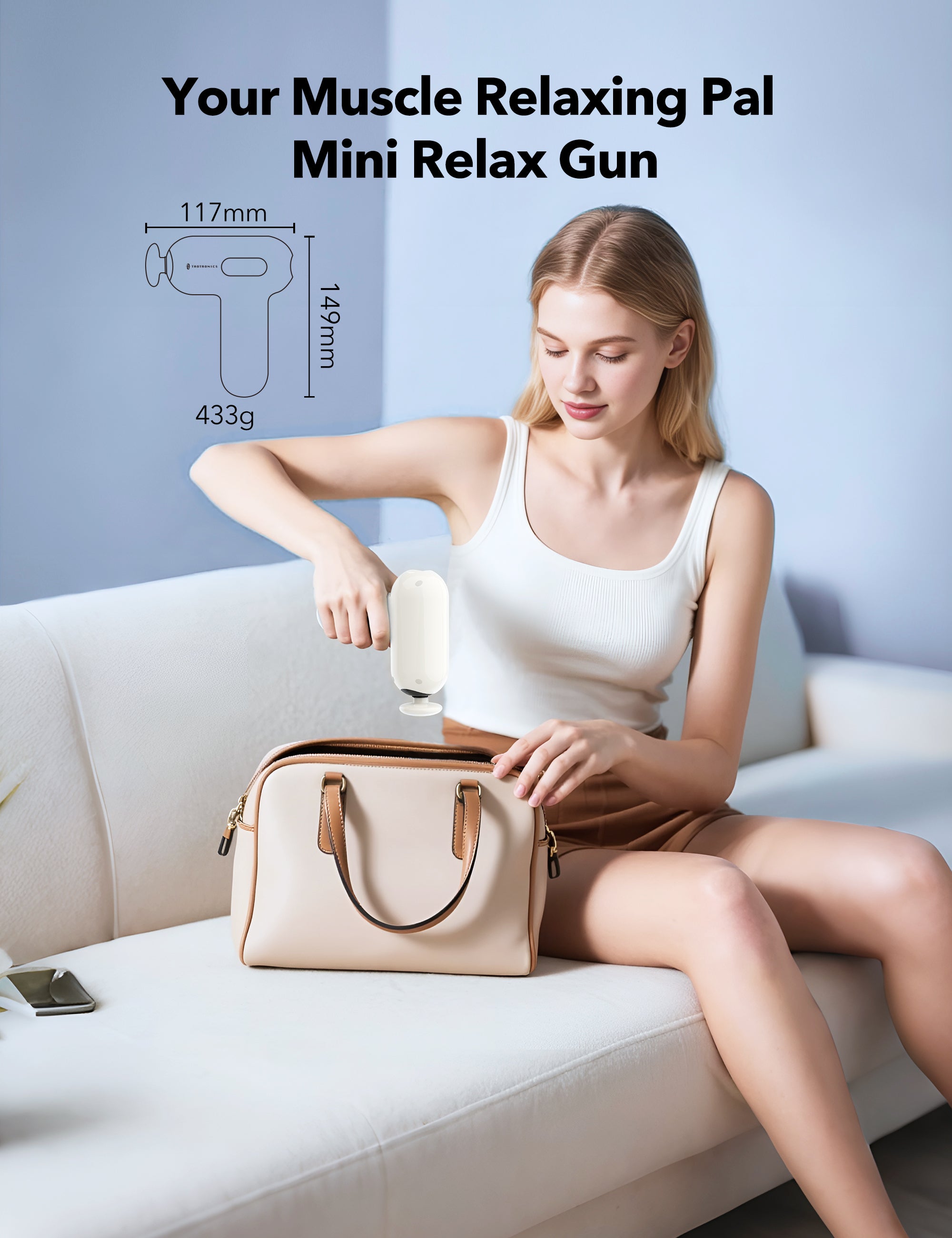 Taotronics Massage Gun, Deep Tissue Percussion Muscle Massager Handheld Cordless Back Massager with 6 Speeds and 4 Heads(White) wm