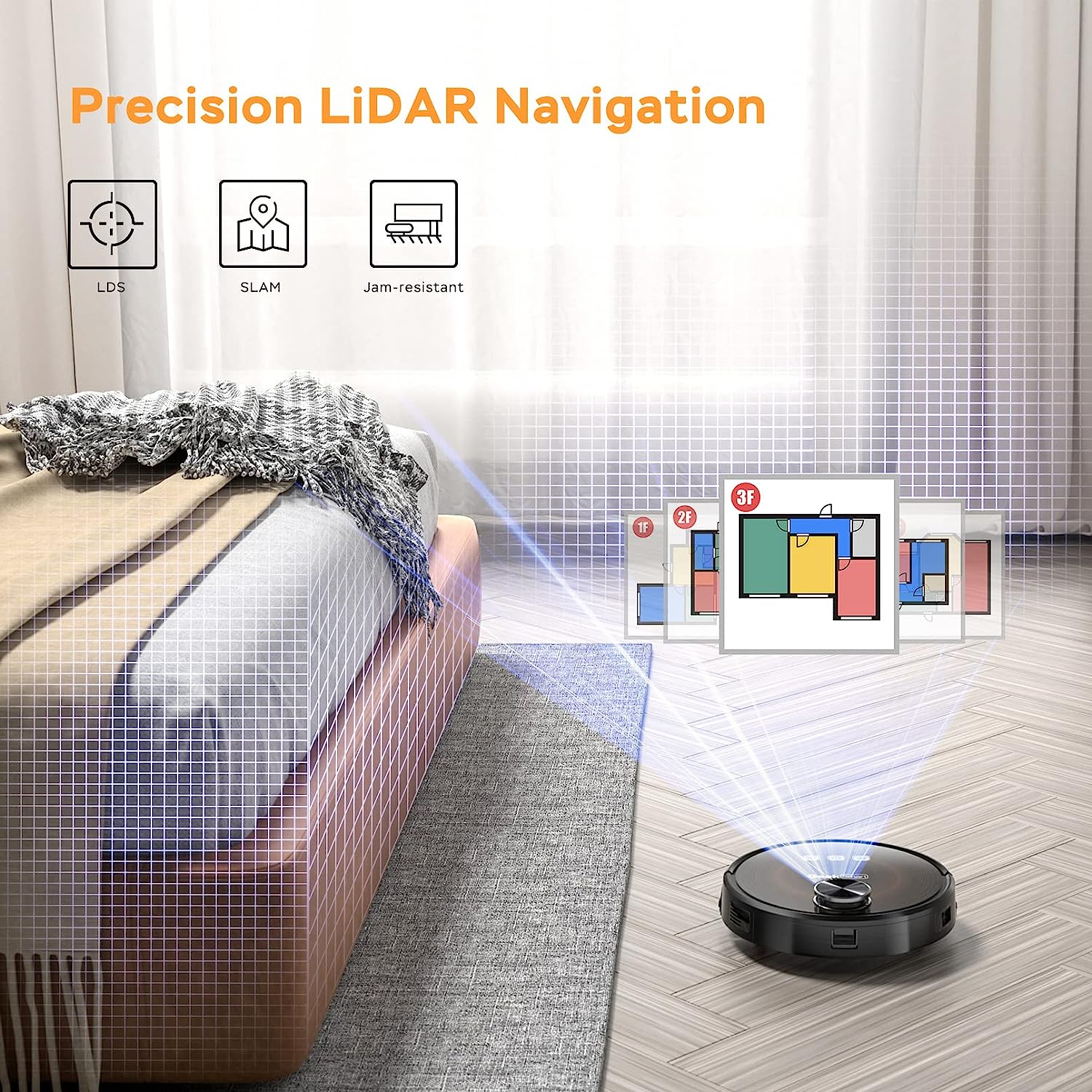 Geek Smart L8 Laser Robot Vacuum Cleaner , LDS Navigation, MAX 2700 PA Suction, Wi-Fi Connected APP