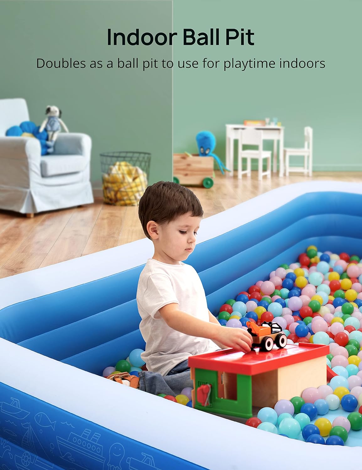TaoTronics x Evajoy EJ-HF021 Inflatable Outdoor Family Large Swimming Pool, 119" x 72" x 20"