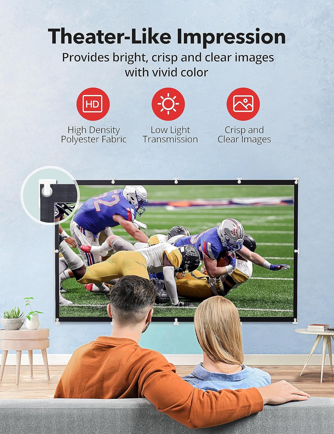 TaoTronics Projector Screen, 120 inch Portable Projector Screen Indoor Outdoor Projection Screen 16:9 4K HD Wrinkle-Free Foldable Movie Screen