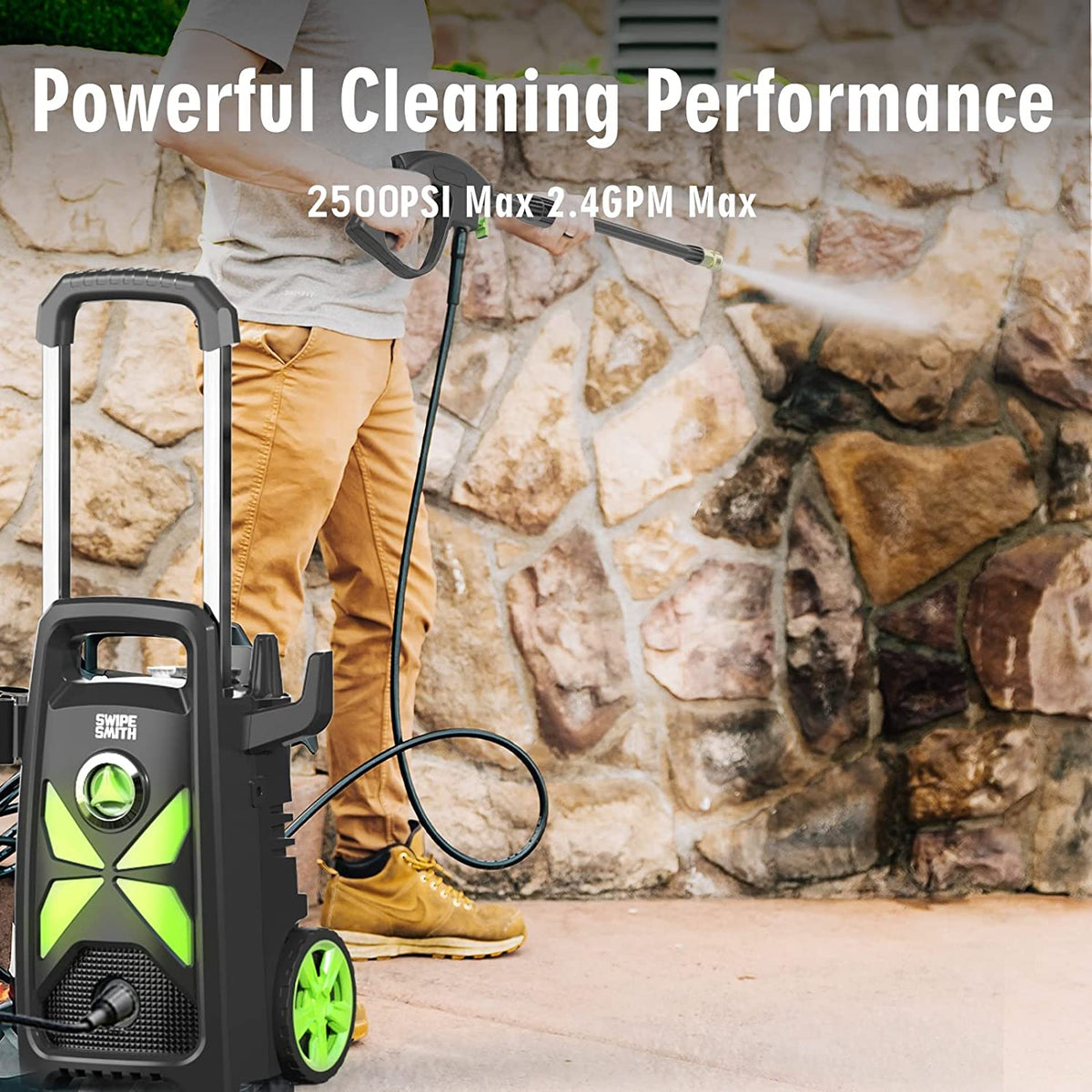 SWIPESMITH Electric Pressure Washer, 2500 Max PSI 2.4 GPM Power Washer with Telescopic Handle