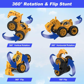 KATTUN Construction Vehicles Toy, 360° Flip and Rotation Remote Control Excavator Truck, 2.4Ghz RC Car