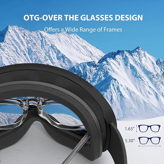 TaoTronics Ski Goggles, Professional OTG Snowboard Goggles, Anti-Fog S