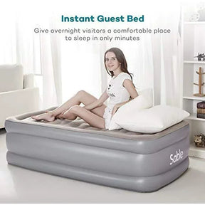 Air Mattress Twin Size with Built-in Pump, Blow Up Inflatable Airbed with a Storage Bag, Height 19"