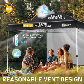10x10 Canopy Pop up Canopy OLILAWN, Canopy Tent 10x10 with UPF 50+ Waterproof