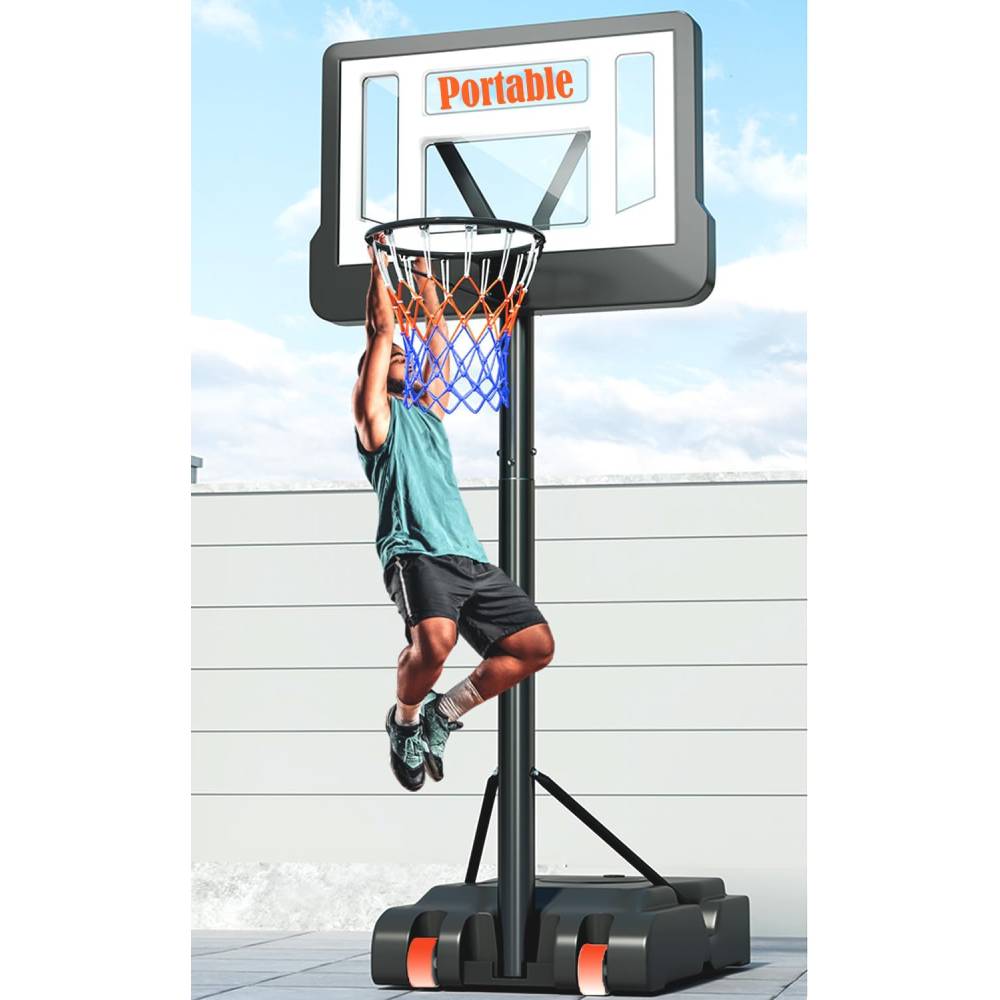 Basketball Hoop Outdoor 4.8-12ft Adjustable Height,16inch Shatterproof Backboard Basketball Hoop Goal System