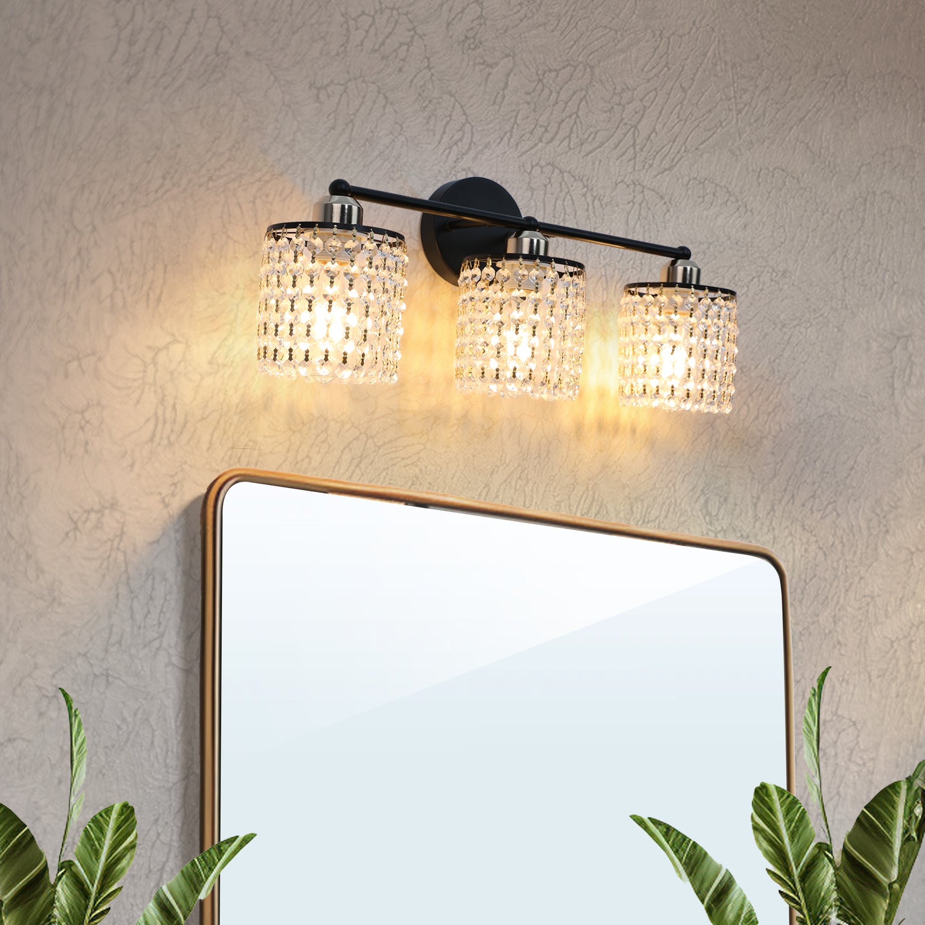 TaoTronics 4-Light Vanity Light, Bathroom Light Fixtures with Crystal Light Chain Bathroom Light Over Mirror