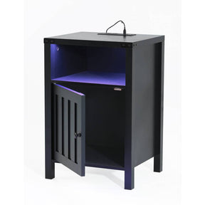 Nightstand with Charging Station, Side Table with RGB Light Strip, Modern End Table Beside Table with USB Ports and Outlets