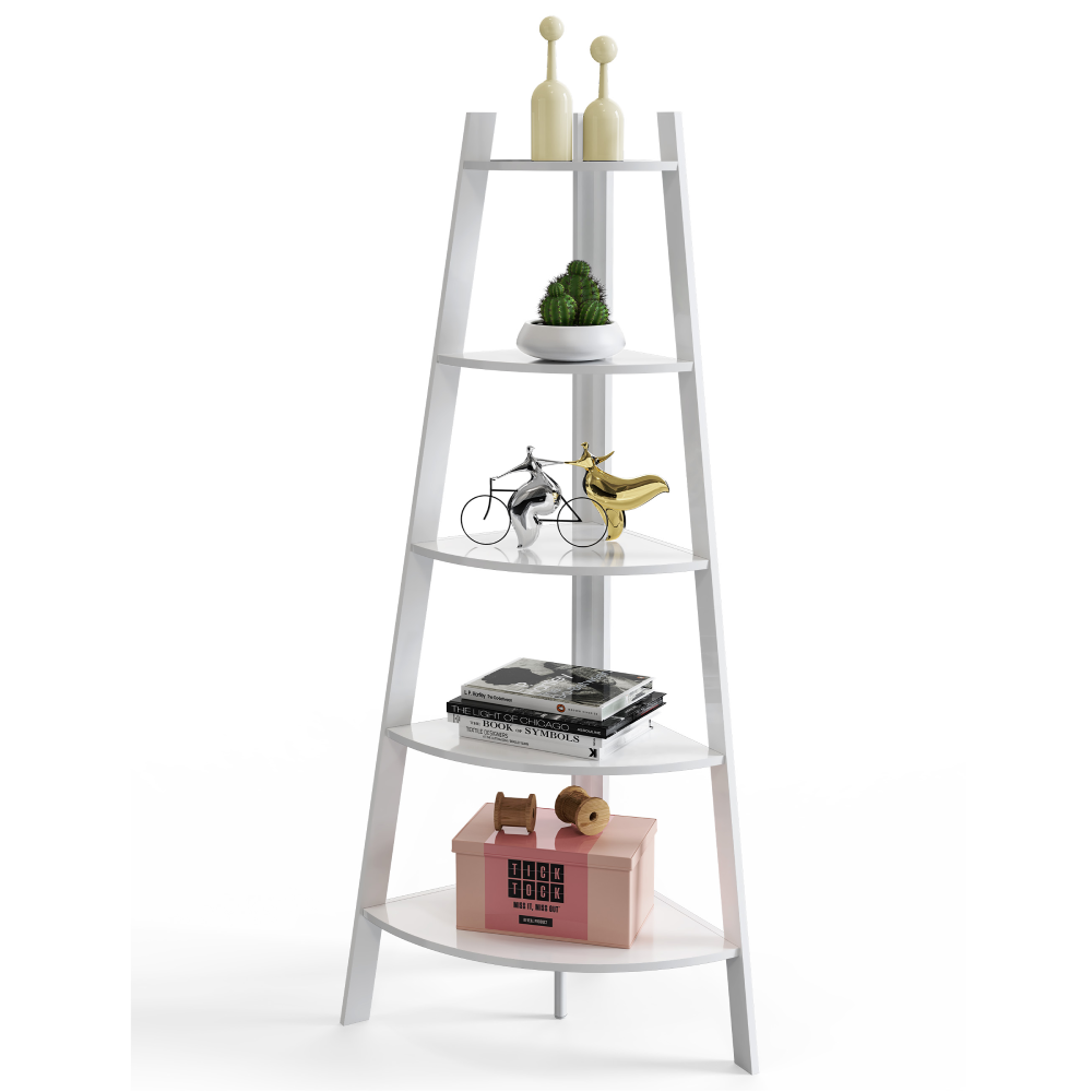 Tall Corner Shelf, 5-Tier Corner Bookshelf