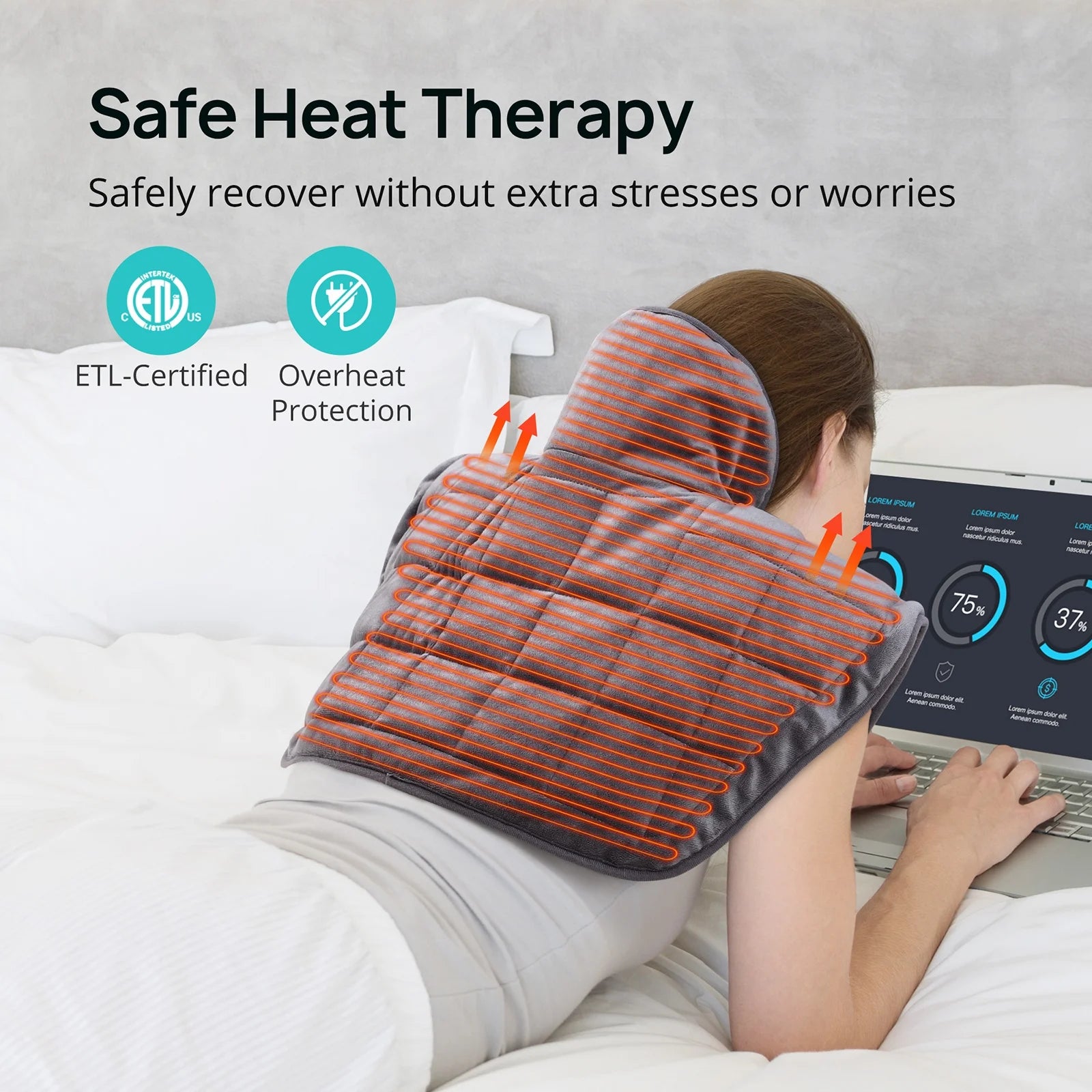 Sable Neck Weighted Heating Pad 22 x 19" Electric Heating Pad for Back WM