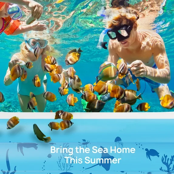 Inflatable Pool, 92'' x 56'' x 20'' Inflatable Swimming Pool for Summer Water Party BPA-Free Above Ground Blow up Kiddie Pool Ball/Sand Pit,Backyard Outdoor Indoor Age 3+, Rectangle WM