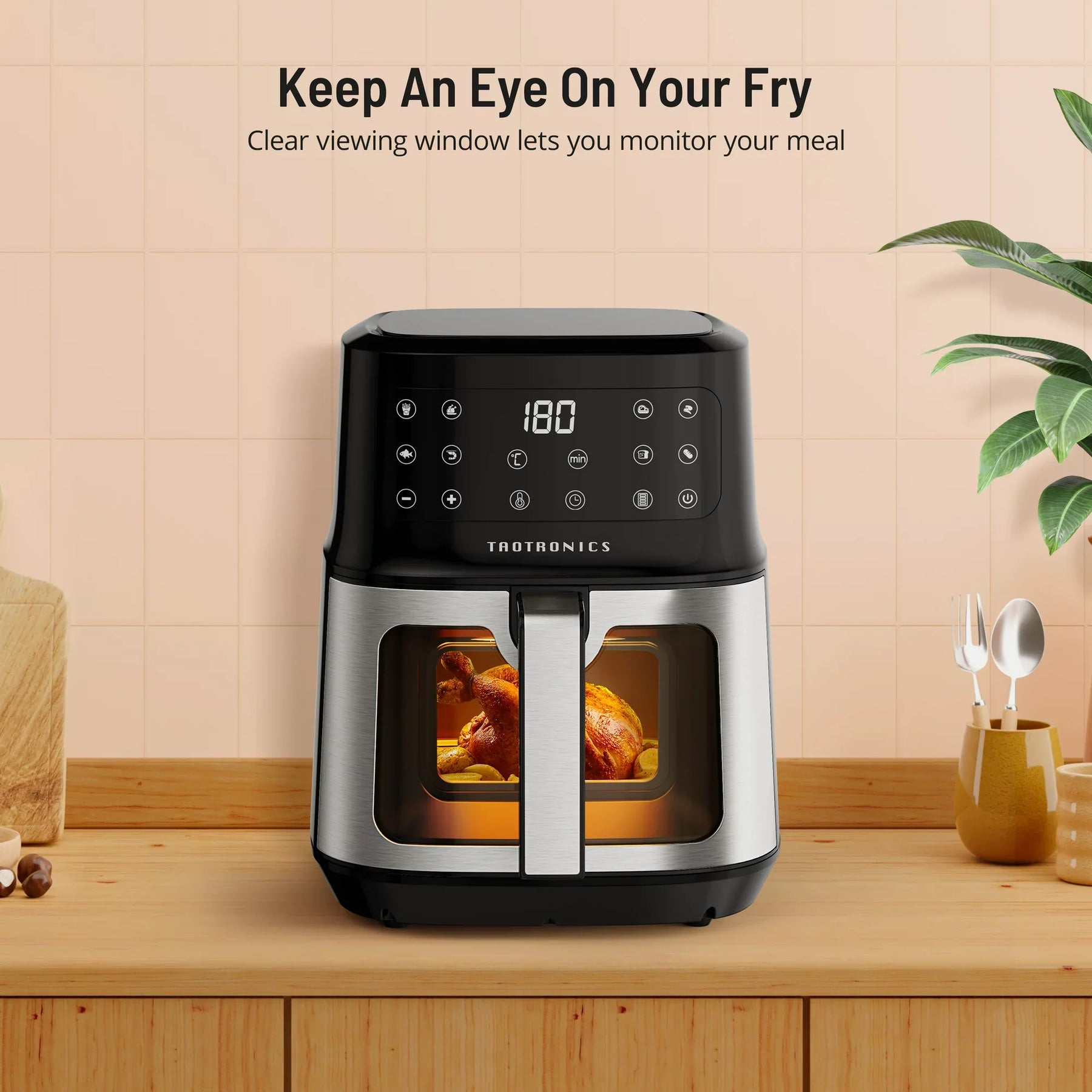 TaoTronics Air Fryer 011 8 in 1 Airfryer Oven with Viewing Window Sma