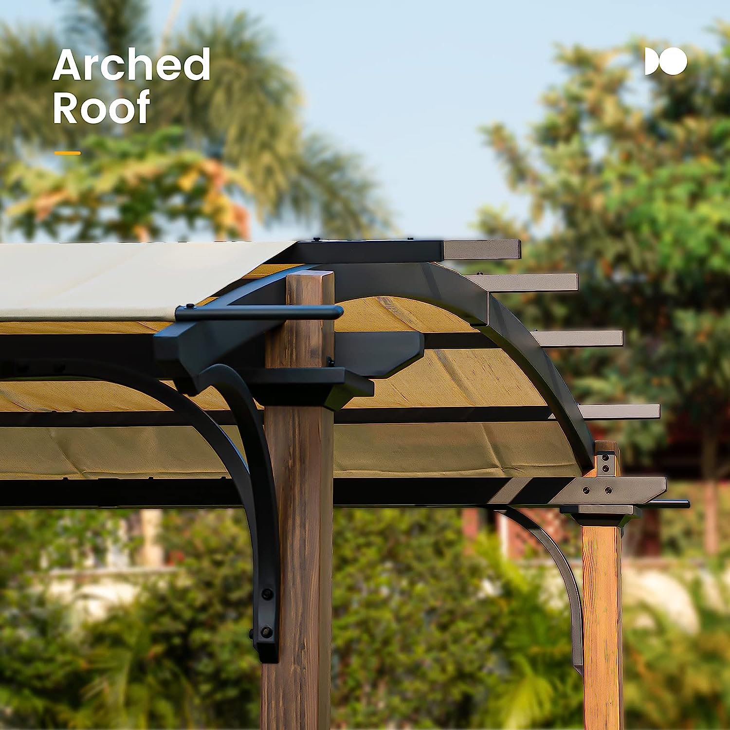 OLILAWN Pergola 8.5' X 13', Steel Arched Pergola with Sturdy Rust-Resistant Powder-Coated Steel Frame