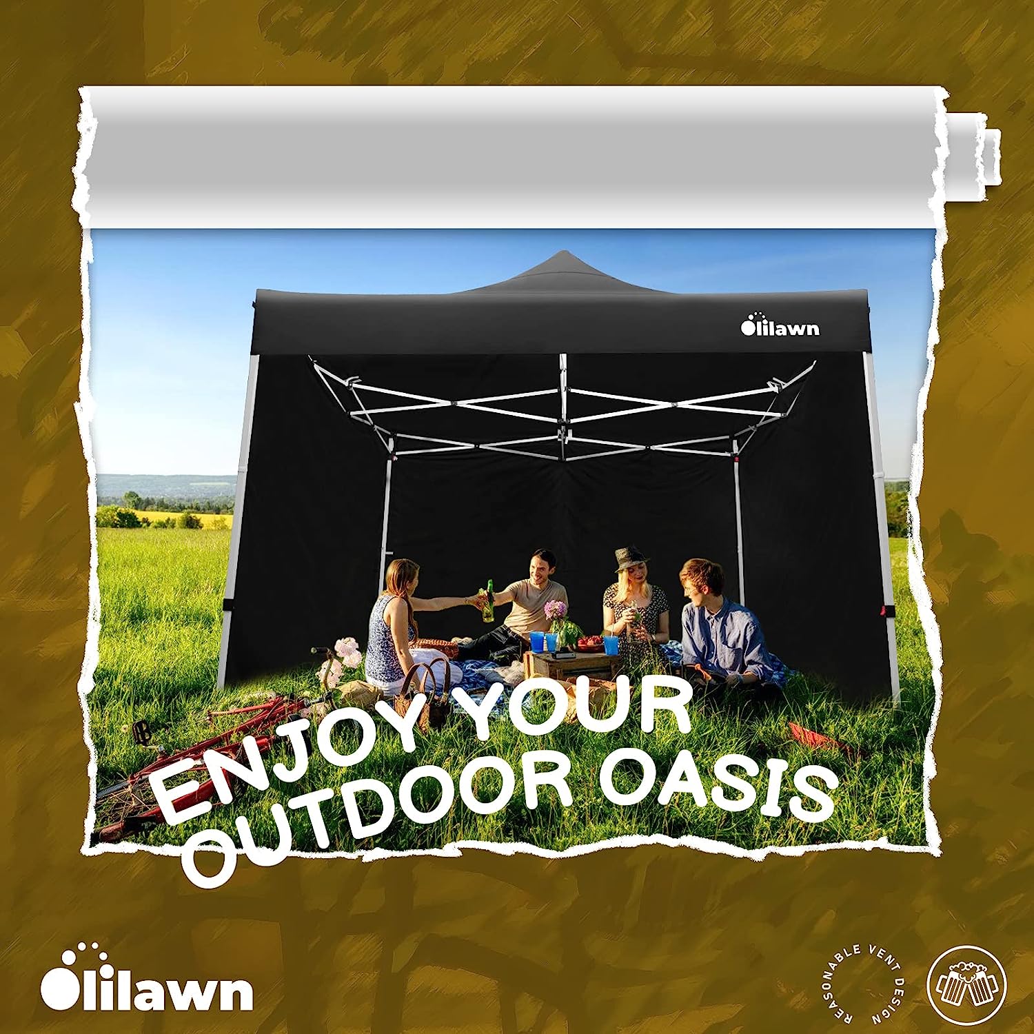 OLILAWN 10x10 Pop Up Canopy Tent Outdoor Shade Canopy