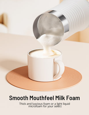 Milk Frother, 4-in-1 Milk Frother and Steamer, Hot & Cold Foam Maker with Silent Operation & Auto Shut-off WM-
