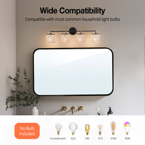TaoTronics 4-Light Vanity Light, Bathroom Light Fixtures with Crystal Light Chain Bathroom Light Over Mirror