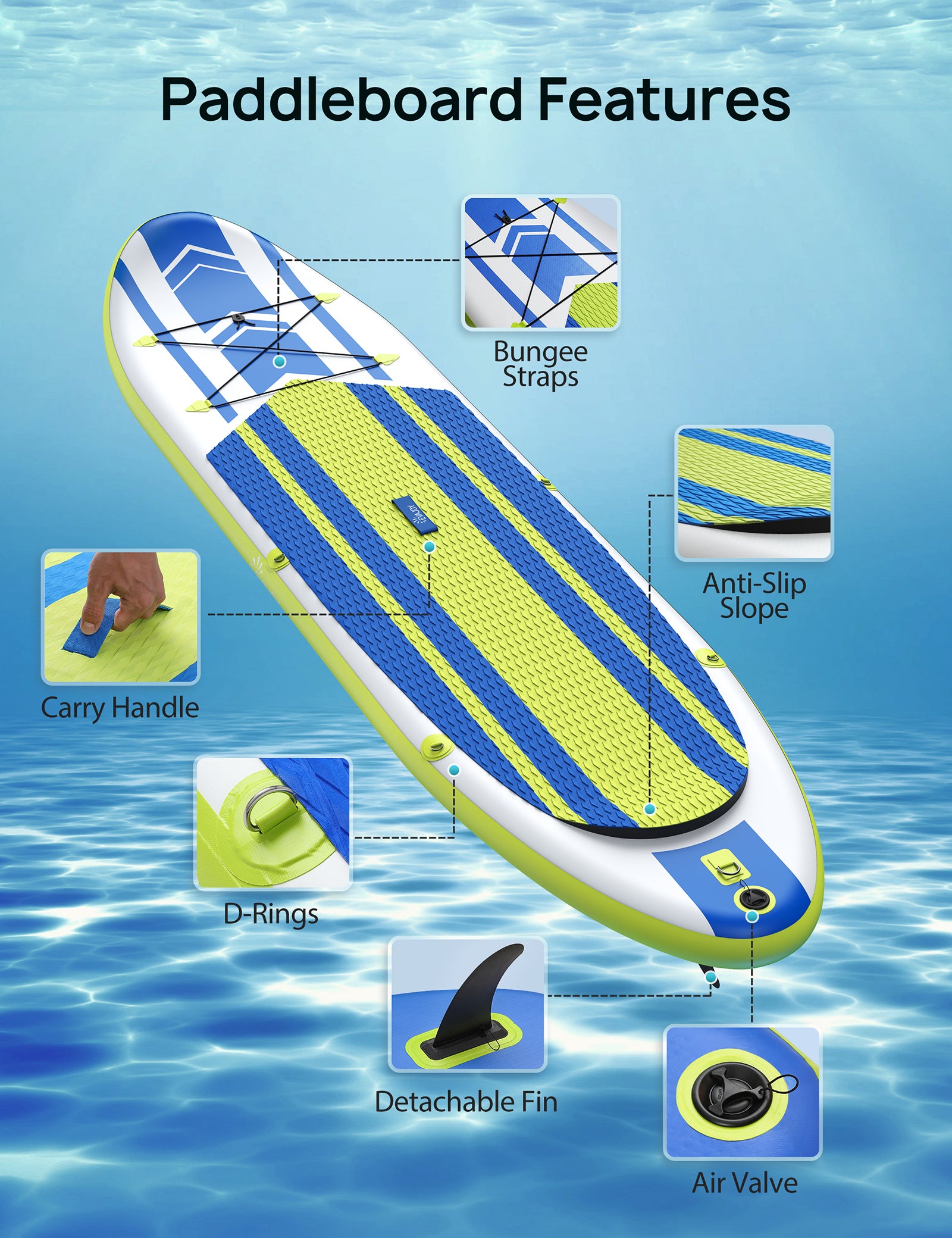 Evajoy  Inflatable Stand Up Paddle Board 10’10 × 32” × 6” All Around iSUP Paddleboarding