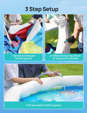 Evajoy Inflatable Swimming Pool, 18ft*48in Inflatable Top Ring Pool with Pool Cover WM