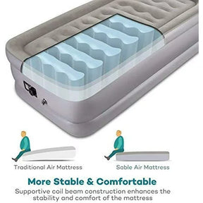 Air Mattress Twin Size with Built-in Pump, Blow Up Inflatable Airbed with a Storage Bag, Height 19"