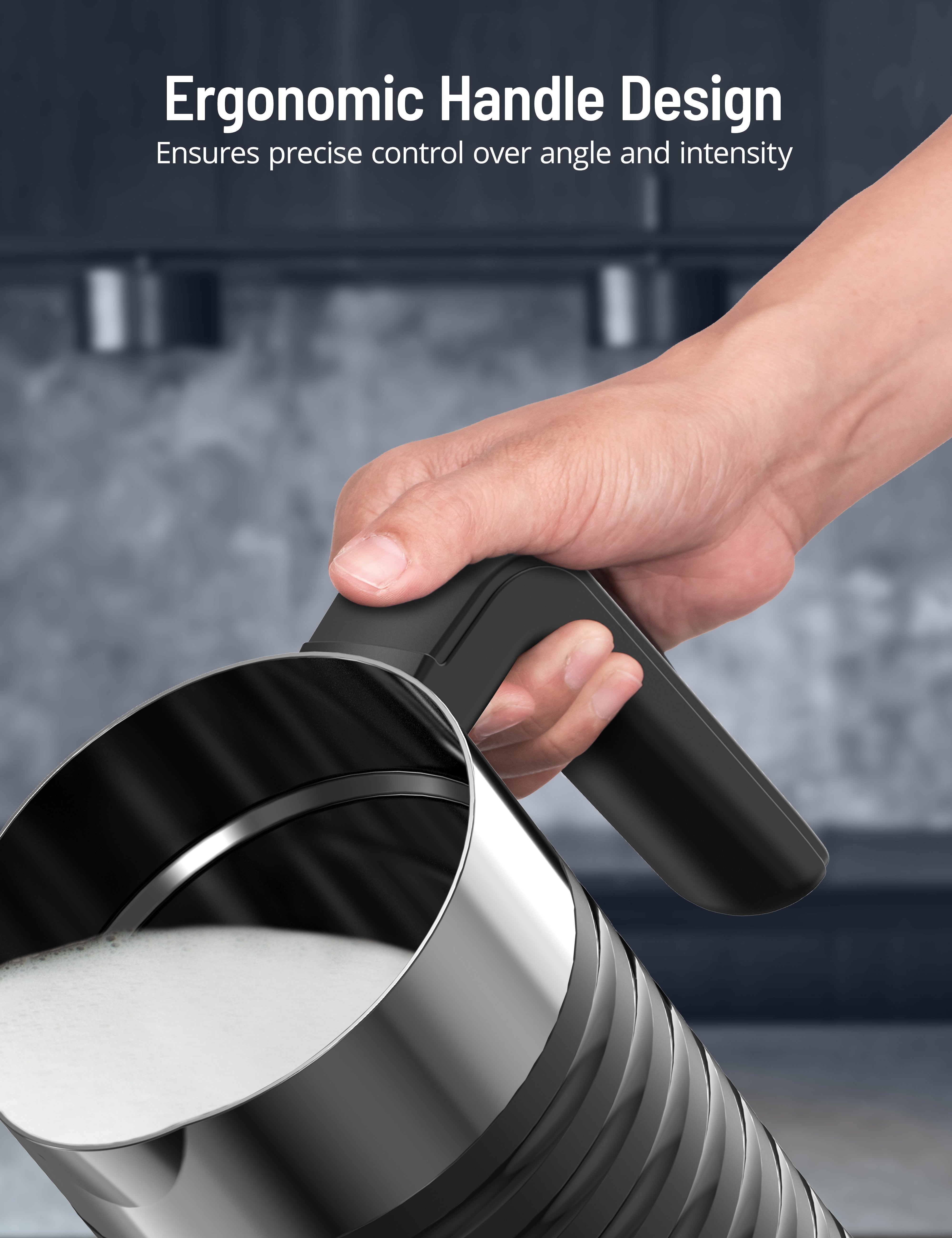 10.1oz. 4-in-1 Milk Frother and Steamer with Handle