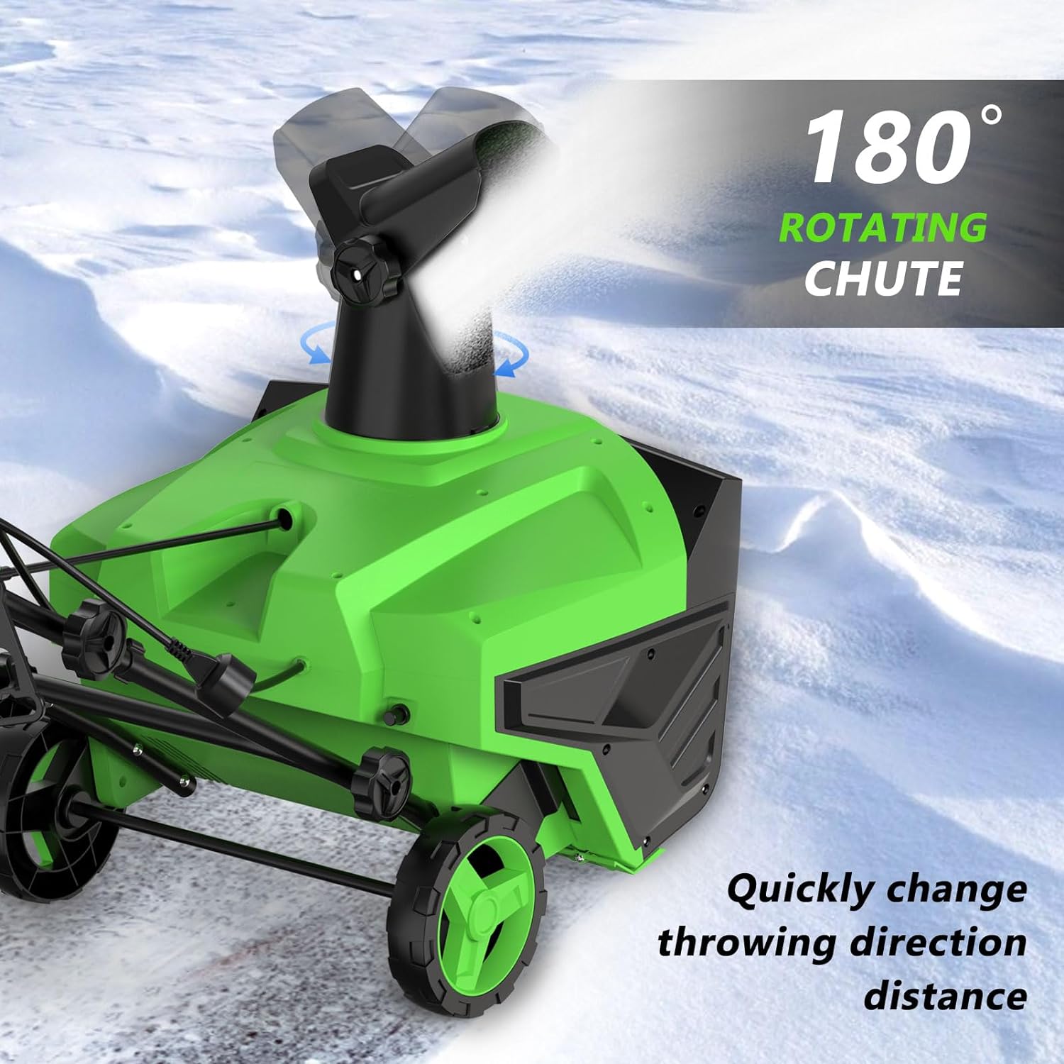 SWIPESMITHE 15-Amp 20-Inch Electric Snow Blower, 3000 Rotating Speed Corded with Dual LED Lights