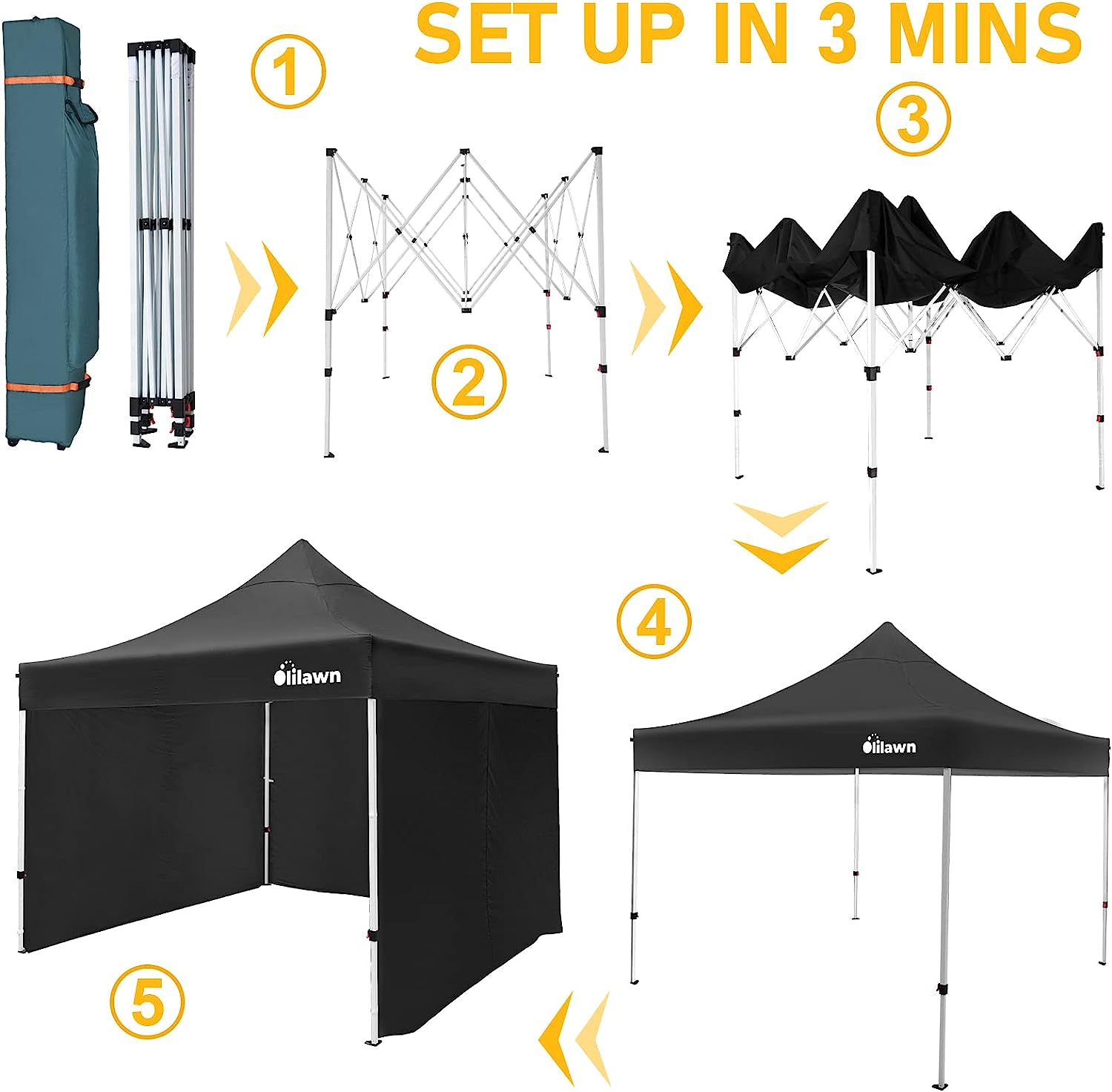 OLILAWN 10x10 Pop Up Canopy Tent Outdoor Shade Canopy