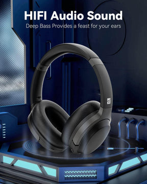 Bluetooth Hi-Fi Stereo Headphones - 50H Playtime, Deep Bass, HD Mic