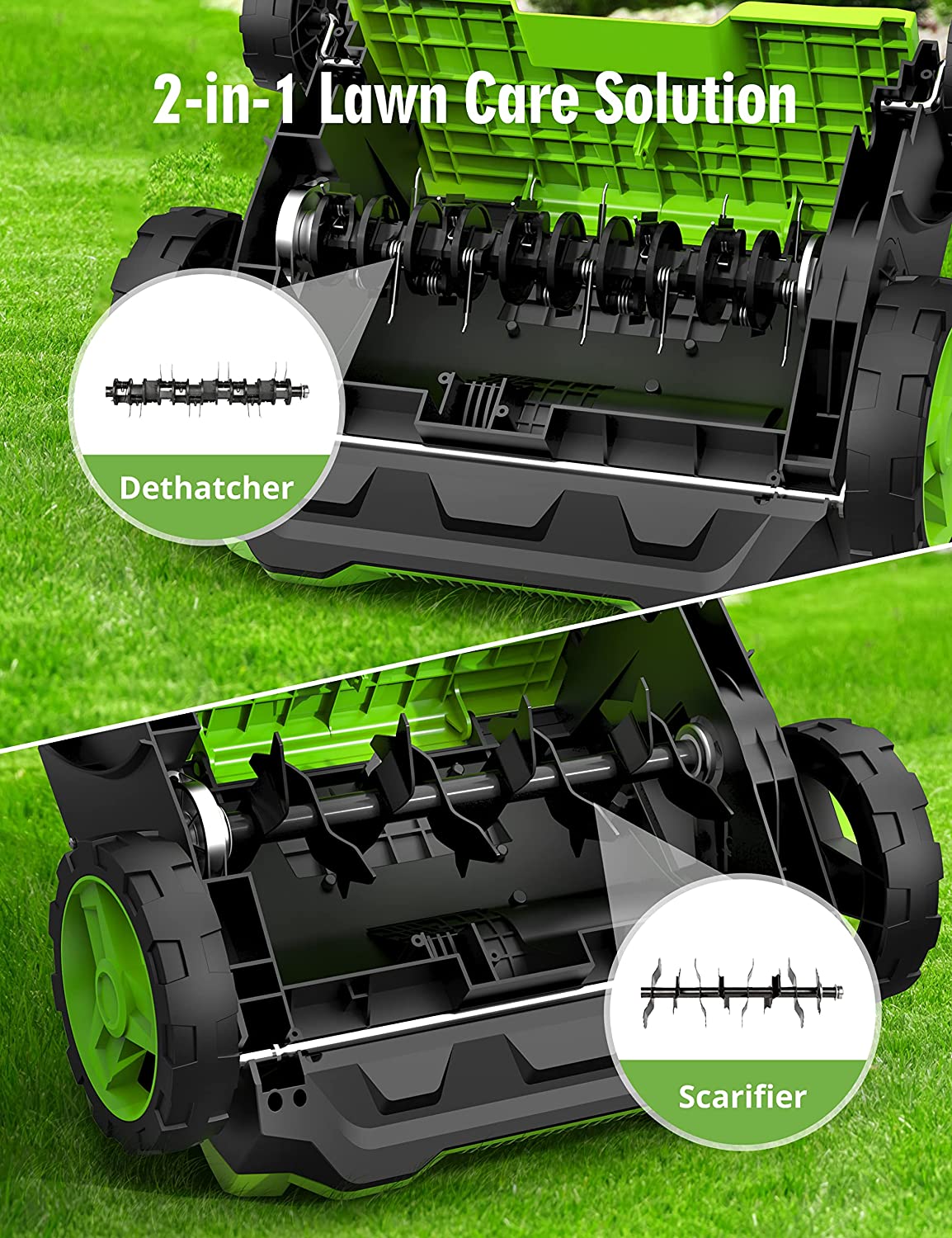 SWIPESMITH 13-Inch 12 Amp Electric Dethatcher Scarifier, 2-in-1 Lawn Dethatcher with Two Safety Switches, 4-Position Depth Adjustment