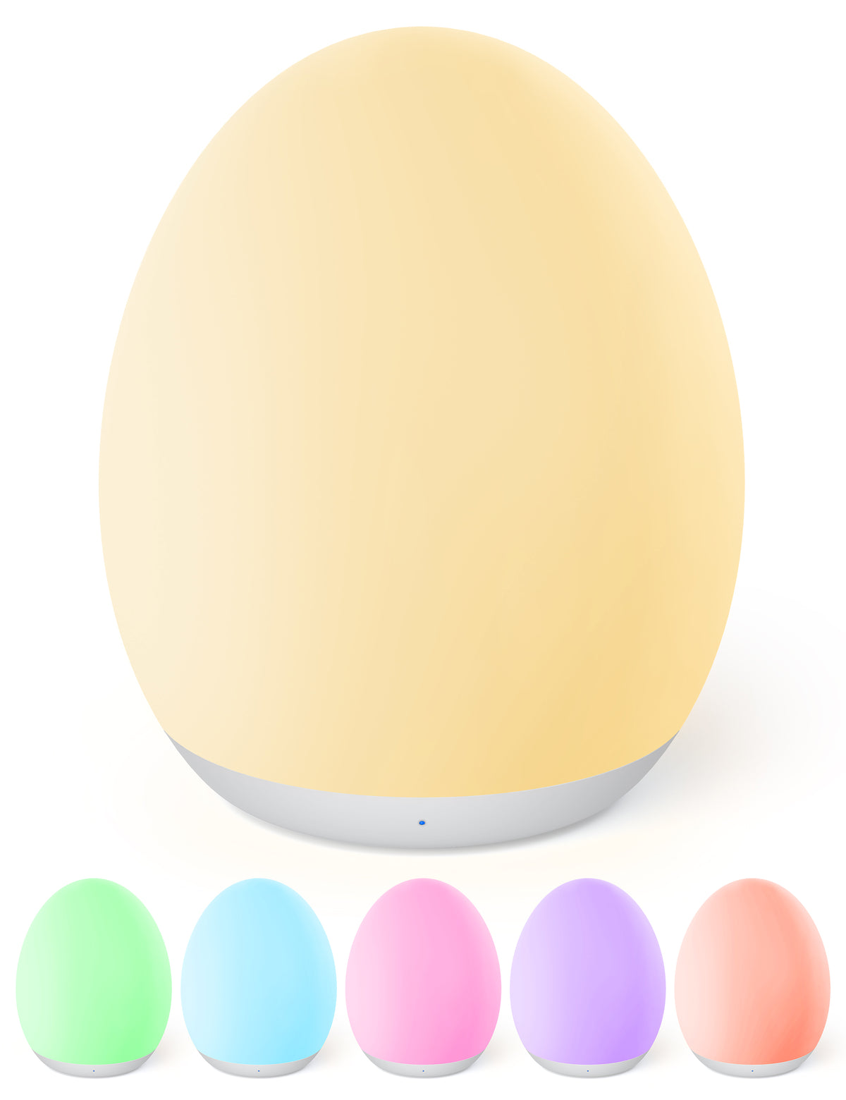 WM TaoTronics Night Light, Egg Light for Nursery with 7 RGB Colors Changeable & Stepless Dimming, Rechargeable Tap Light with 1h Timer & Touch Control, Portable Night Light for Babies BPA Free