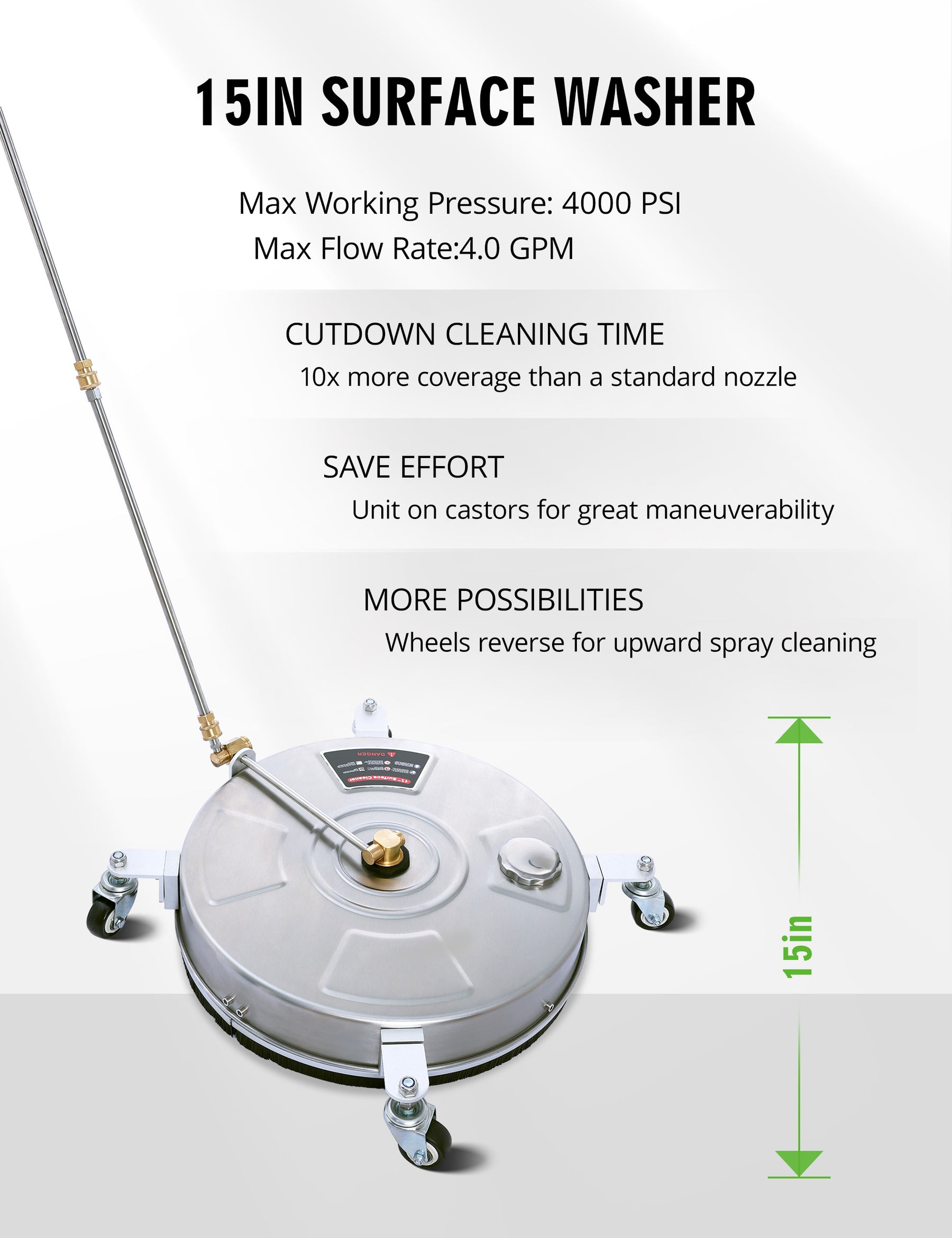 SWIPESMITH 15/18 Inch Pressure Washer Surface Cleaner, Pressure Washer
