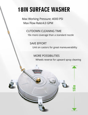SWIPESMITH 15/18 Inch Pressure Washer Surface Cleaner, Pressure Washer Accessories