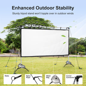 TaoTronics Projector Screen and Stand, 100 inch Rear Front Portable Projection Screen, 4K HD Foldable Outdoor Projector Screen