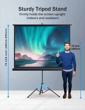 TaoTronics Projector Screen and Stand HP002, 100/120 inch Large4K HD 16:9 PVC Movie Projection Screen