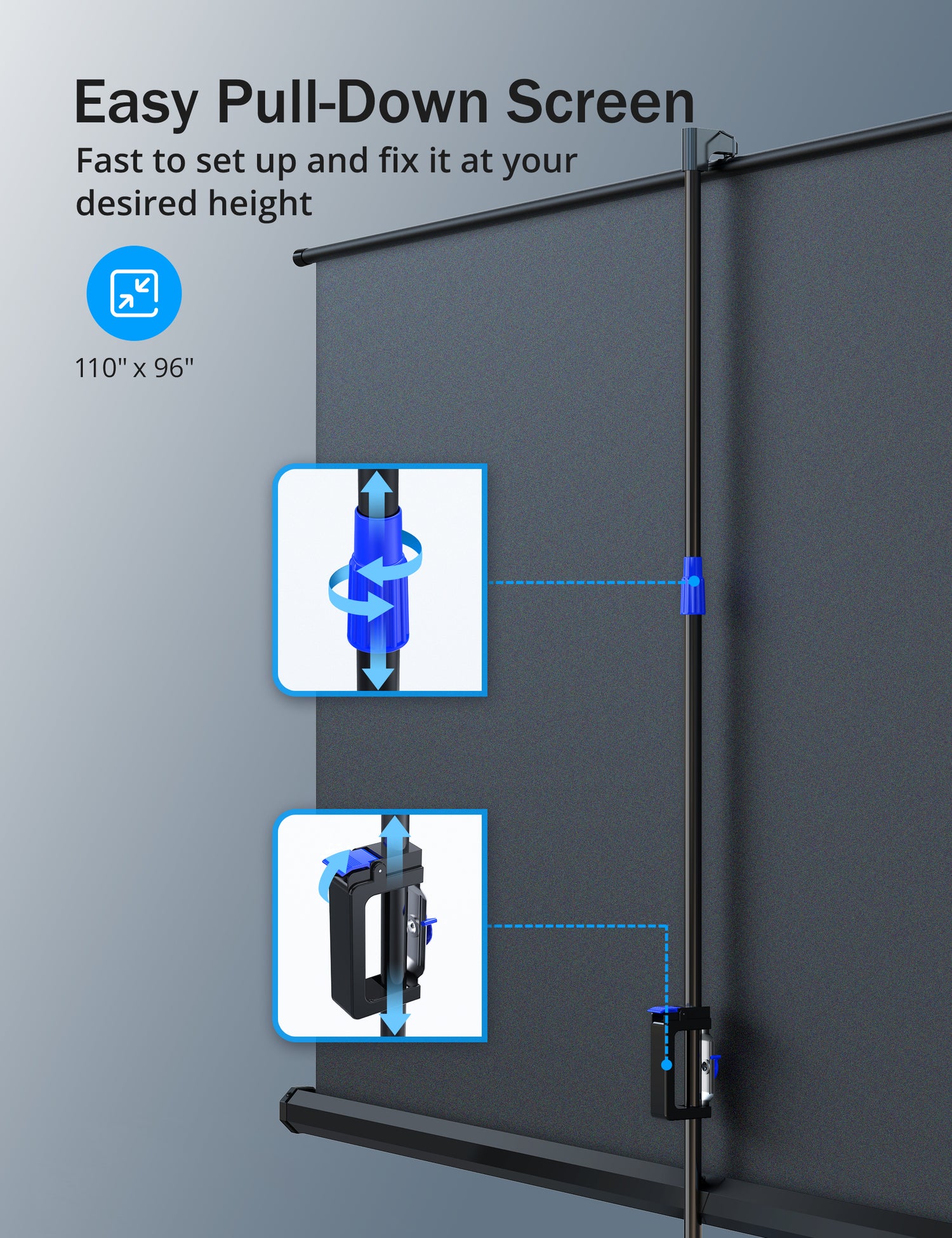 TaoTronics Projector Screen and Stand HP002, 100/120 inch Large4K HD 1