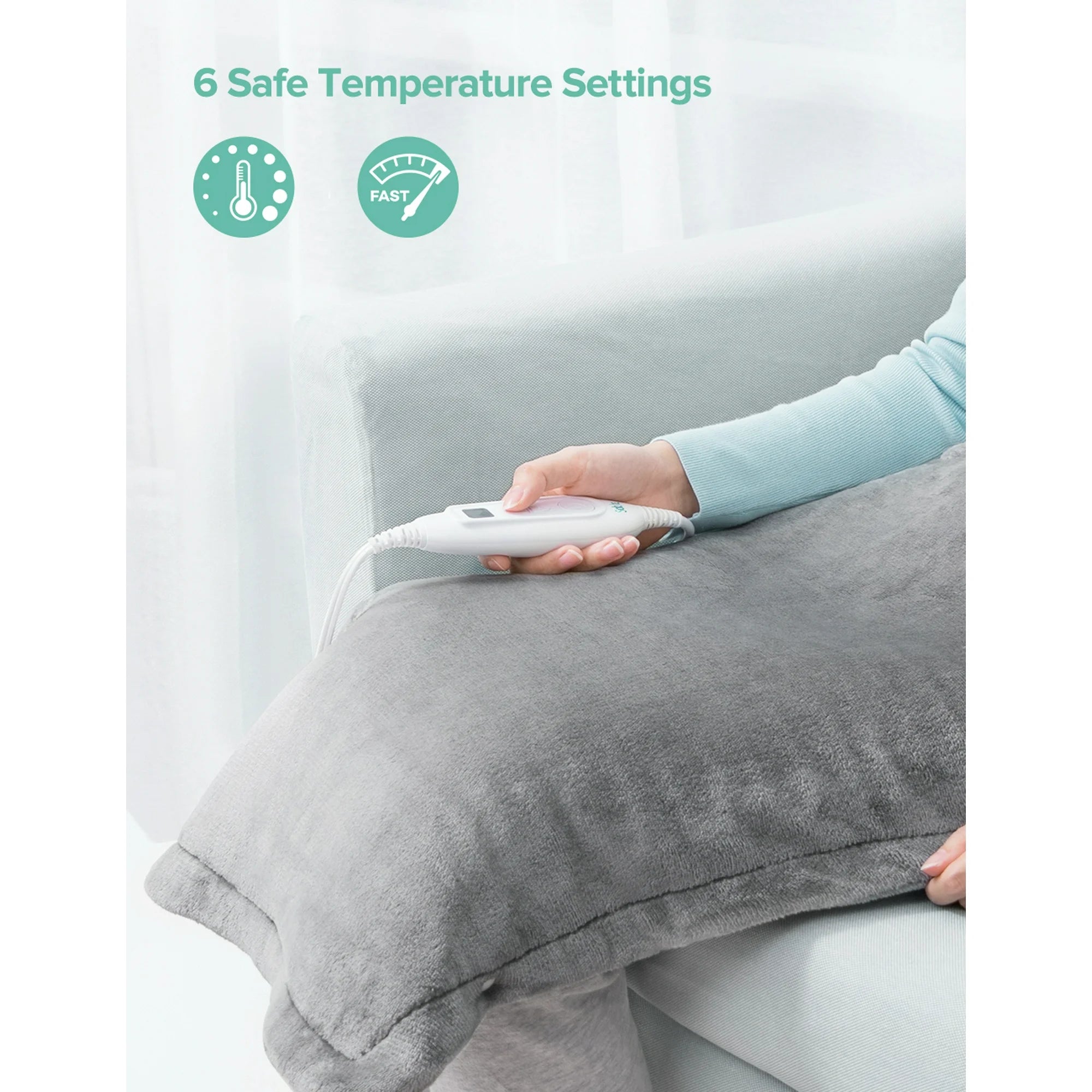 Heating Pad for Neck and Shoulders, 35” x 27” Extra Large Back Pain Relief Electric Heating Wrap, Dry & Moist Heat Therapy, 6 Temperature Settings, Machine Washable, 2 Hours Auto Shut-Off