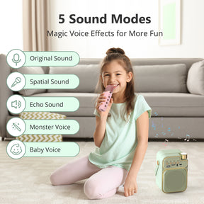Mini Karaoke Machine for Kids & Adults, Portable Bluetooth Speaker with 2 Wireless Microphones