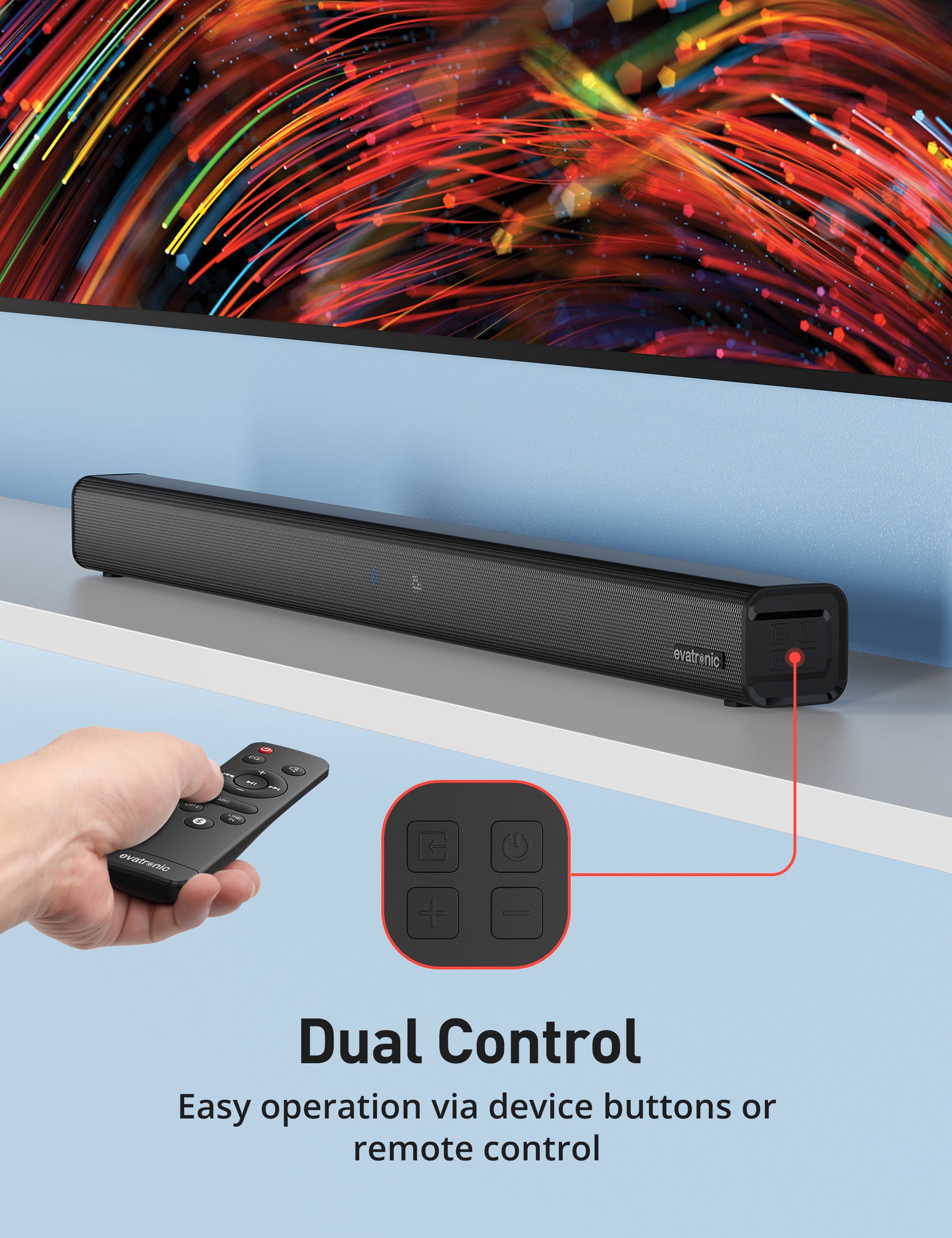 Evatronic Sound Bar for TV Speaker with Three Equalizer Mode