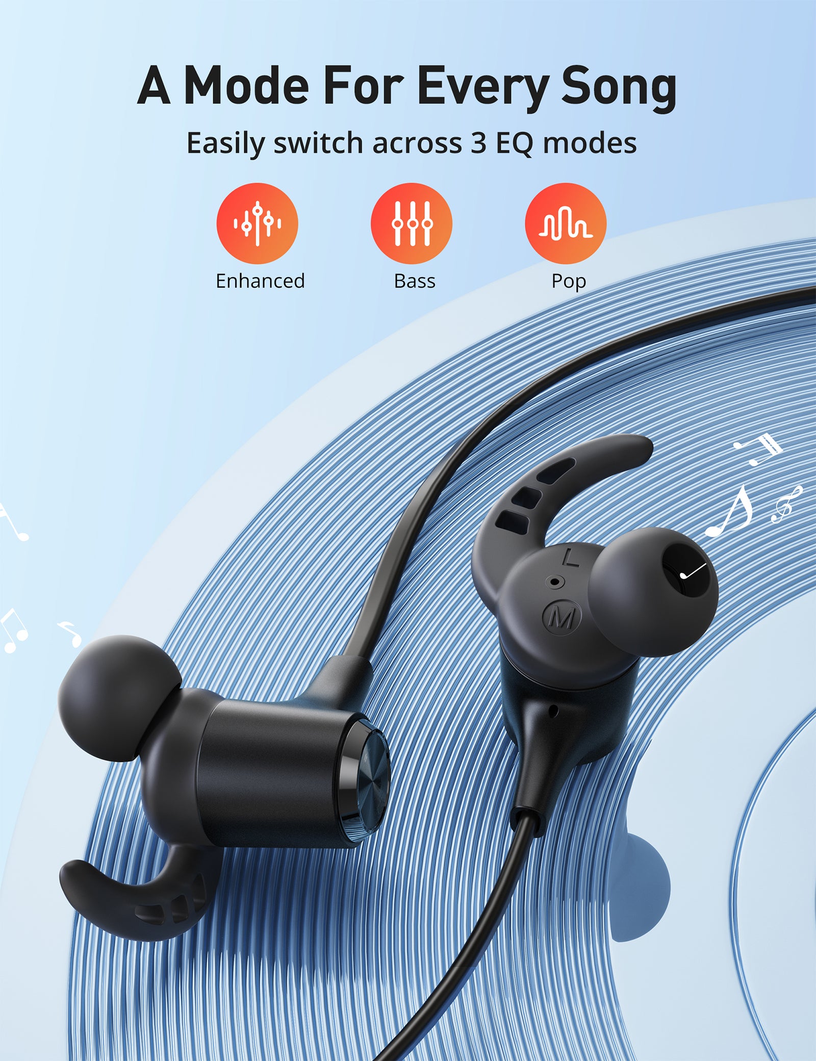 TaoTronics Wireless Sports Headphones BH032, Bluetooth 5.2 IPX7 Waterproof 24 Hours Playtime