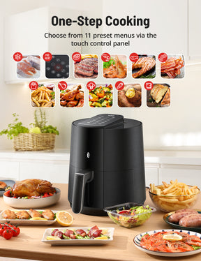 TaoTronics Air Fryer AF005, 4-Quart Oil-less Cooker, Free Cooker with Touch Screen, Detachable Basket, Guided Cooking