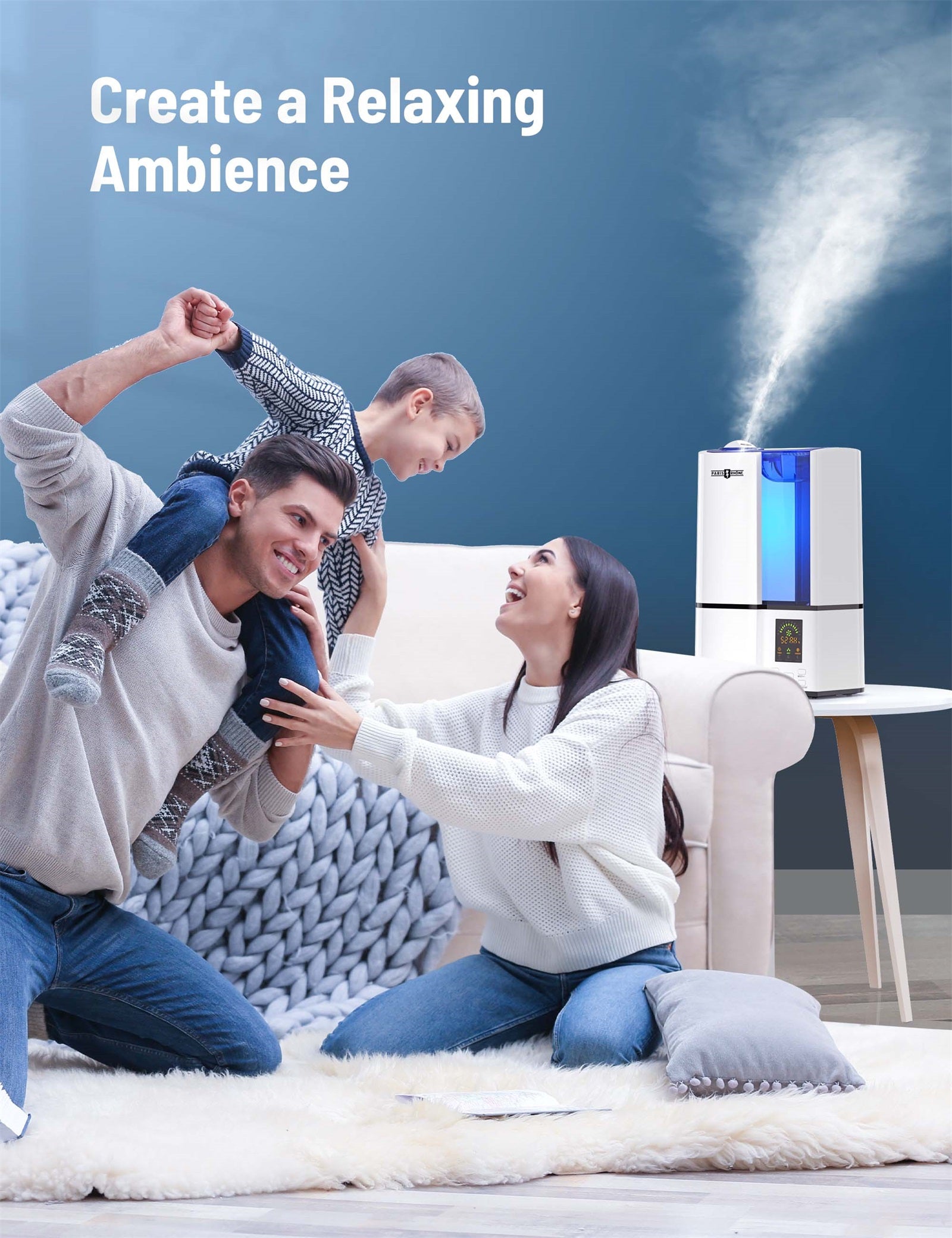 4L Cool Mist Humidifier 001,Smart Ultrasonic Humidifier for Middle Room