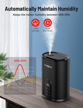 PARIS RHÔNE 4L Top Fill Humidifiers for Home Large Room, Essential Oil Diffuser, Auto Humidity Sensor