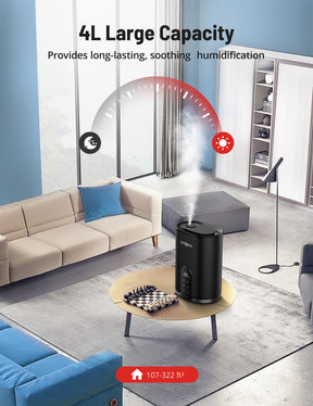 PARIS RHÔNE 4L Top Fill Humidifiers for Home Large Room, Essential Oil Diffuser, Auto Humidity Sensor