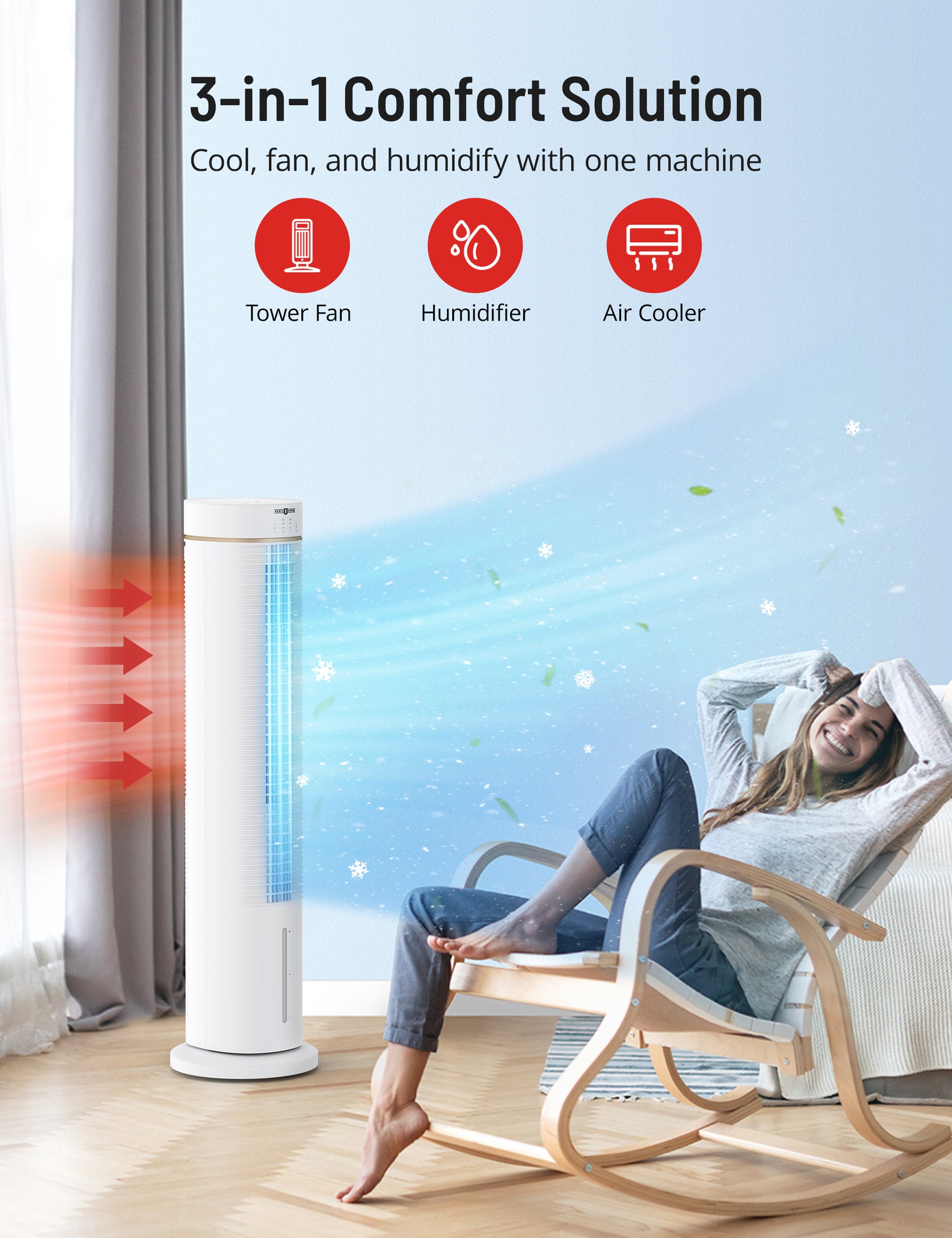 3-in-1 Comfort Solution Cool, fan, and humidify with one machine