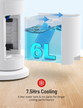 7.5Hrs Cooling cooling performance 6-liter water tank & ice packs for longer
