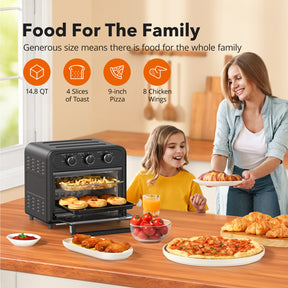 TaoTronics Air Fryer | 1700W 14.8 QT | 9 in 1 Air Fryer Oven | Oil-less Cooker with Rotisserie Shaft, Beige