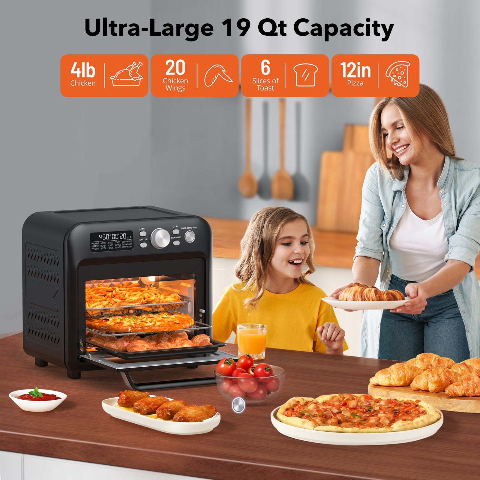 Taotronics Air Fryer 012, 19 Quart 15-in-1 Family-Sized Toaster Oven