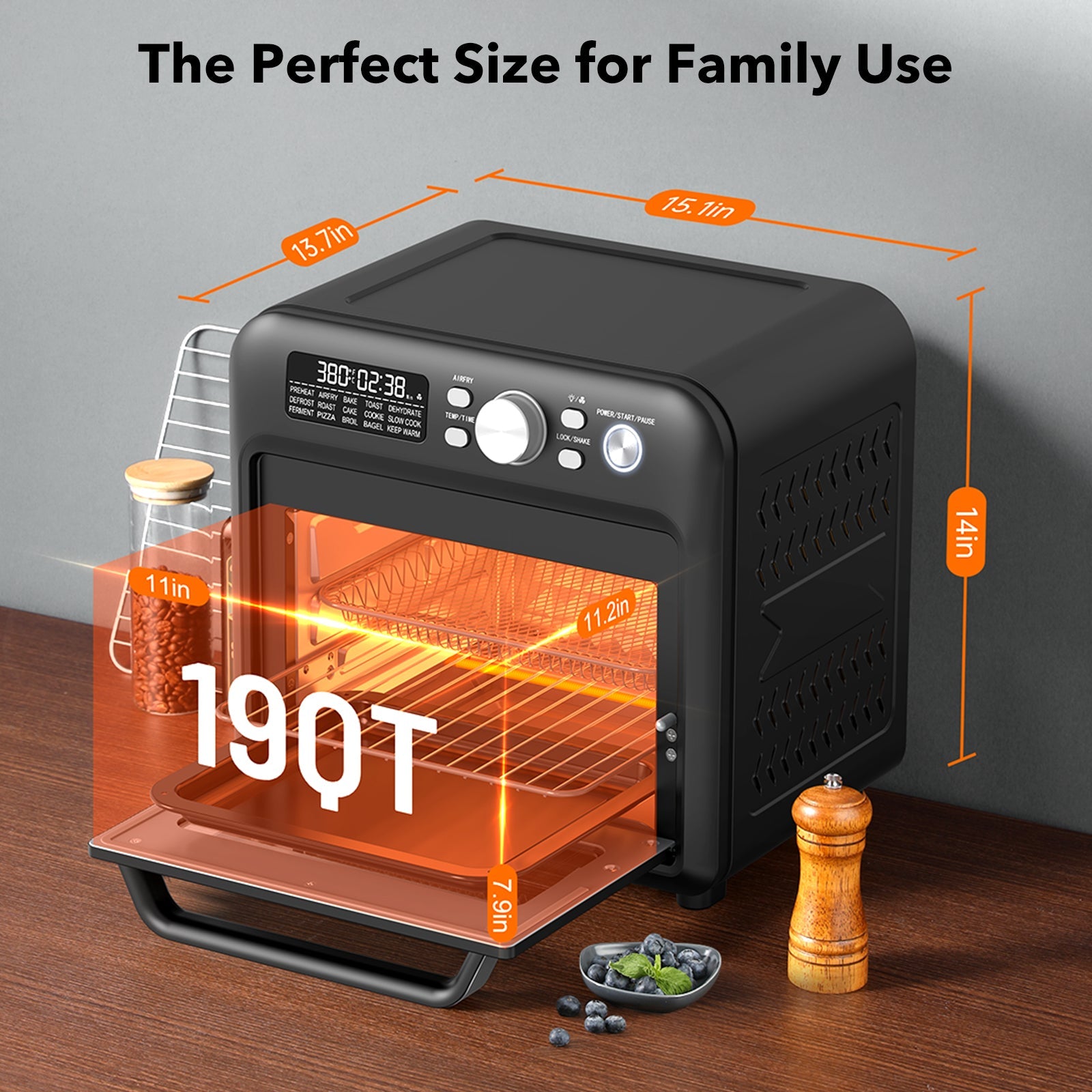 Taotronics Air Fryer 012, 19 Quart 15-in-1 Family-Sized Toaster Oven