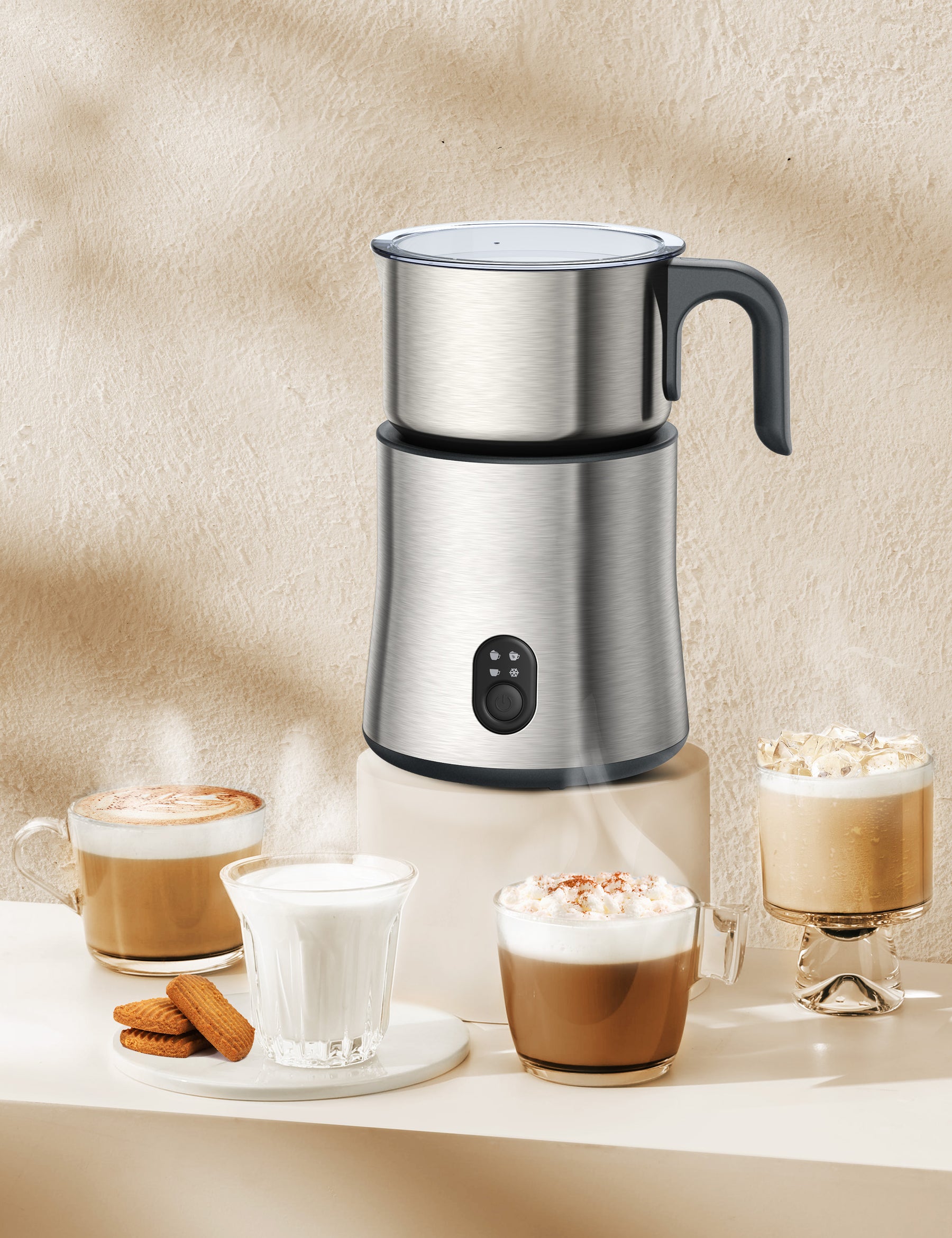Auto Milk Frother & Steamer Coffee maker Electric Milk warmer for Latte Art  Chocolate Hot/Cold foaming Portable Milk Frother
